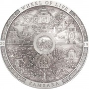 Cook Islands SAMSARA WHEEL OF LIFE series ARCHEOLOGY and SYMBOLISM $20 Silver Coin Antique finish 2019 Ultra High Relief Smartminting 3 oz